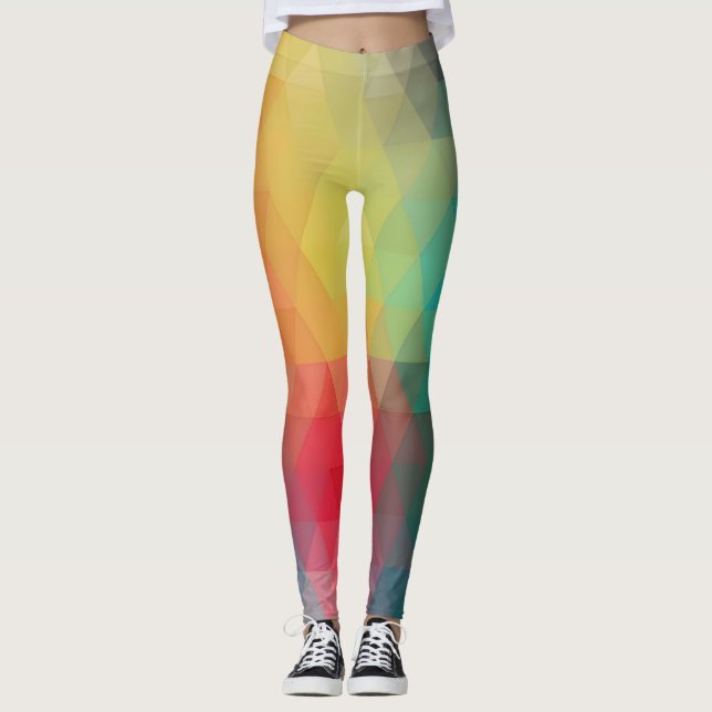 Färgad Neon Glass Mönster Leggings (Framsida)