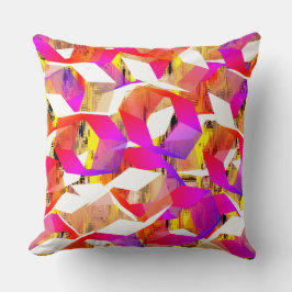 Färgad- och rosa-hexagoner över gultens pixelrelat kudde