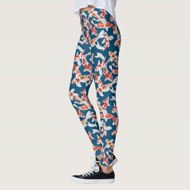 Färgad orange och svart koifisk leggings (Vänster)