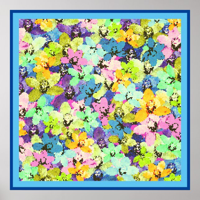 Färgad Orchids av fastat glas Vatten, Poster (Framsidan)