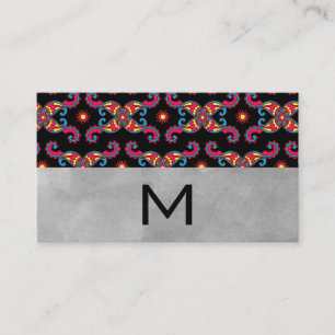 Färgad Paisley Flower Mönster Vattenfärgsblock Visitkort