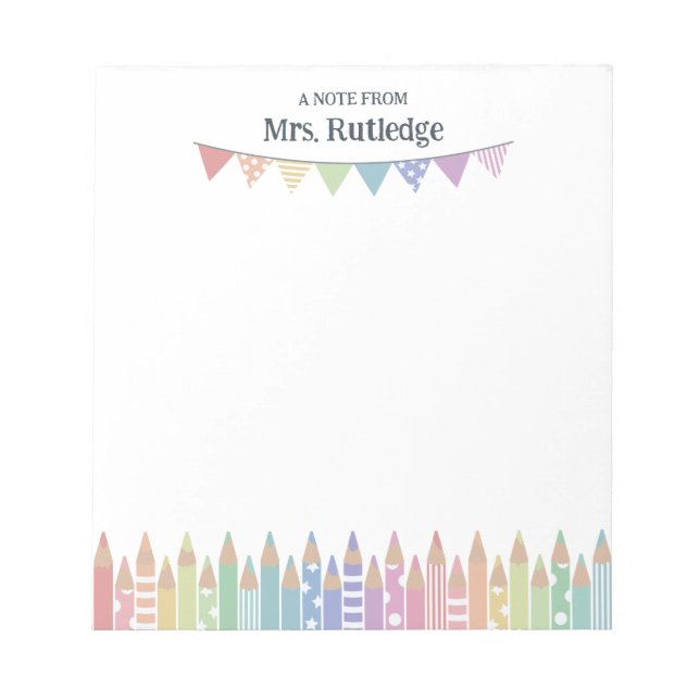 Färgad Pastel Pencil Note från skollärare Anteckningsblock (Framsida)