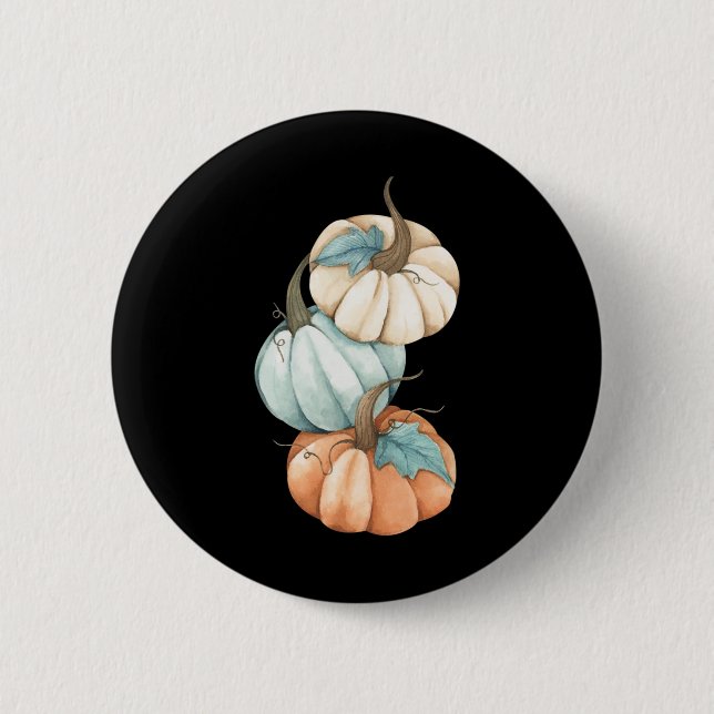 Färgad Pastel Pumpkin för höstsäsong Knapp (Framsida)
