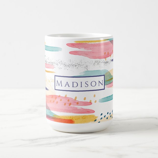 Färgad Penseldrag Vattenfärgskaffe Mugg (Center)