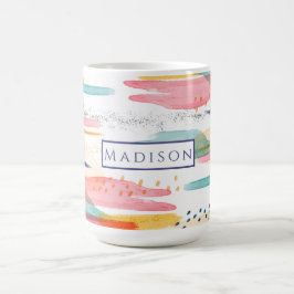 Färgad Penseldrag Vattenfärgskaffe Mugg