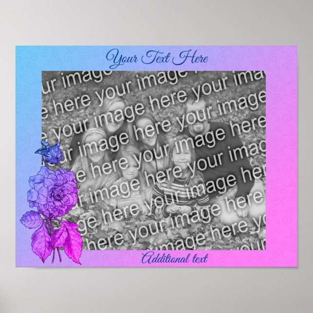 Färgad Peony Flower-Personligen Lägg till ditt fot Poster (Framsidan)