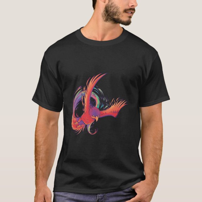 Färgad Phoenix Bird T Shirt (Framsida)