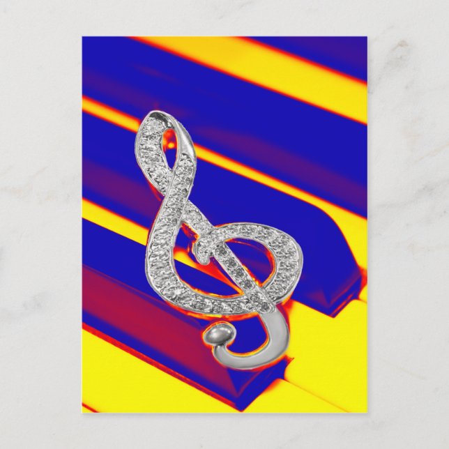 Färgad Piano gclef Vykort (Framsida)