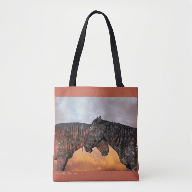 Färgad ponnyer Tote Bag Tygkasse (Framsida)