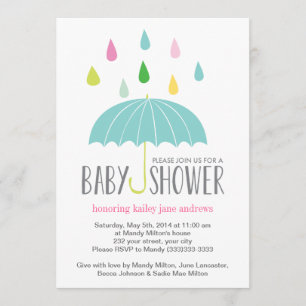 Färgad Raindroppar Baby Shower Inbjudan
