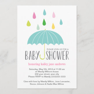 Färgad Raindroppar Baby Shower Inbjudan
