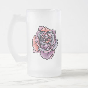 Färgad Ro Flower Frostat Ölglas