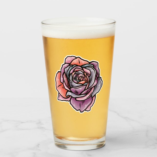 Färgad Ro Flower Glaskopp (Framsida fylld)