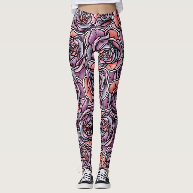 Färgad Ro Flower Leggings (Framsida)