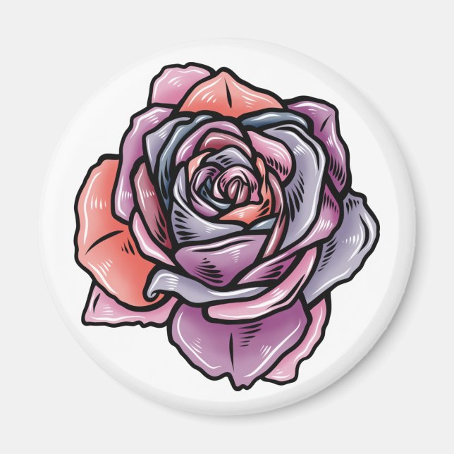 Färgad Ro Flower Magnet (Framsidan)