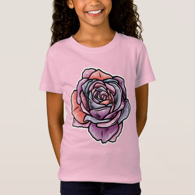 Färgad Ro Flower T Shirt (Framsida)