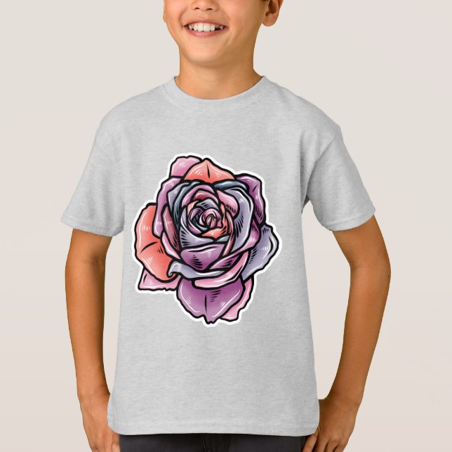 Färgad Ro Flower T Shirt (Framsida)