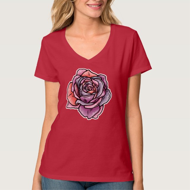 Färgad Ro Flower T Shirt (Framsida)