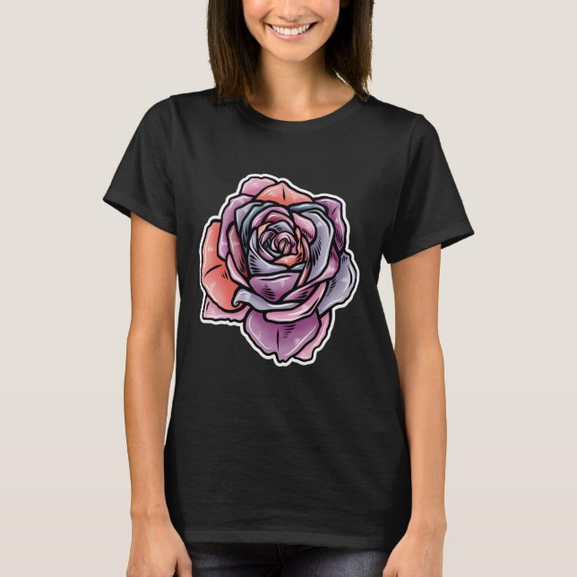 Färgad Ro Flower T Shirt (Framsida)