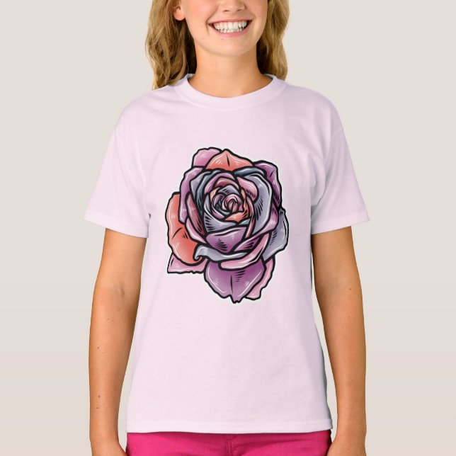 Färgad Ro Flower T Shirt (Framsida)