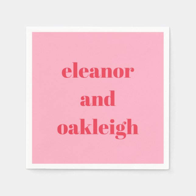 Färgad röd Rosa Modern enkel Bröllop-Anpassningsba Pappersservett (Framsidan)