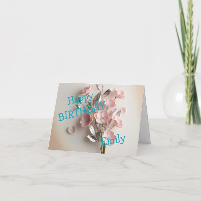 Färgad Rosa Gul ros Blommigt vattenfärg Kort (Framsida)