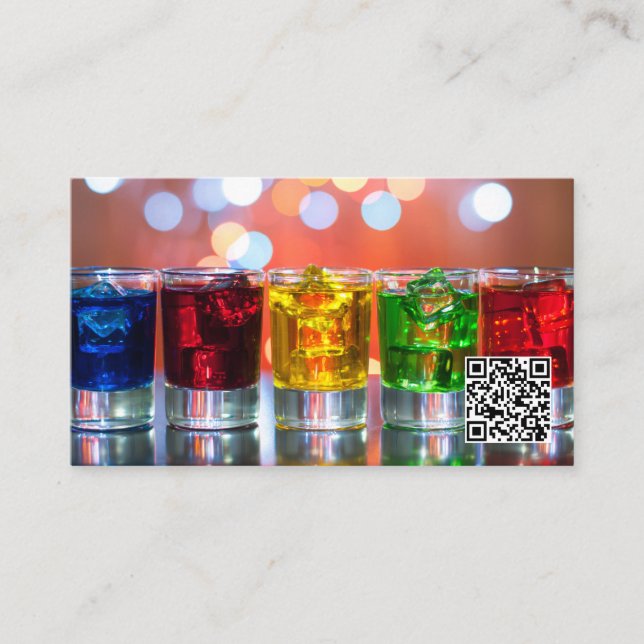 Färgad Shot Glass Drinks / QR Barcode Visitkort (Framsida)