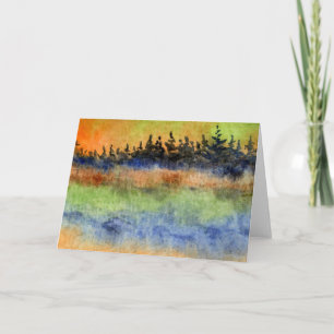 "Färgad Sjö Mist" Land Road Greeting Card Kort