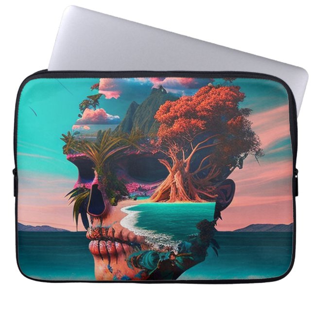 Färgad skallhuvud laptop fodral (Framsidan)