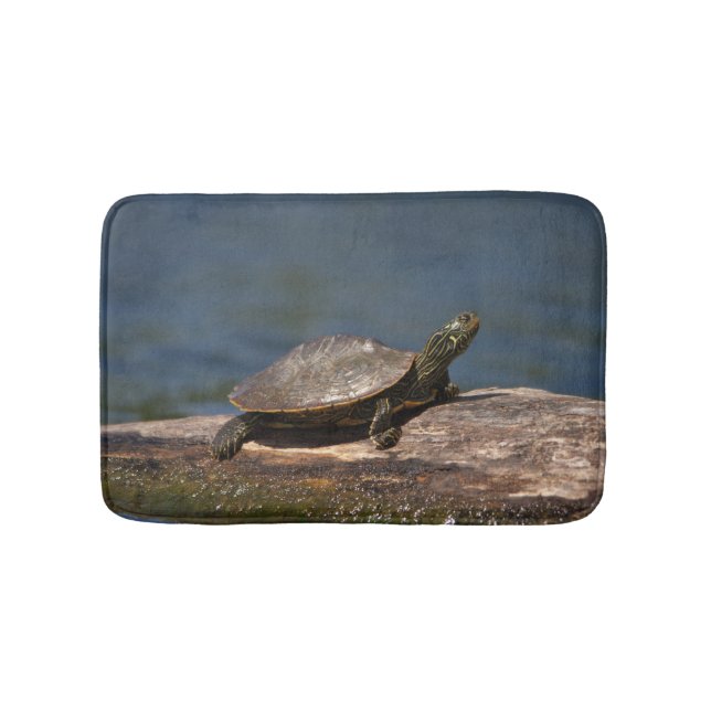 Färgad sköldpadda i en logg badrumsmatta (Framsidan)