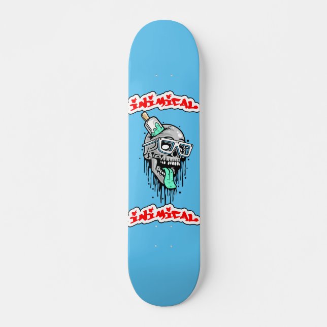 Färgad Skull Mini Skateboard Bräda 18,5 Cm (Framsida)