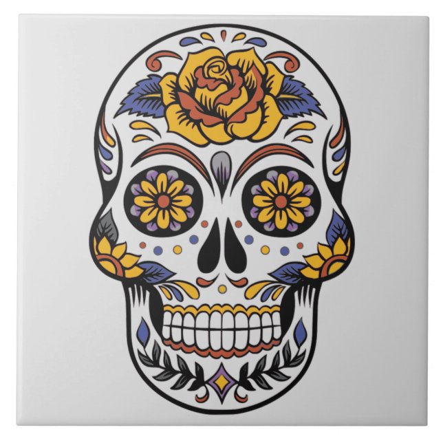 Färgad skulldesign kakelplatta (Framsidan)