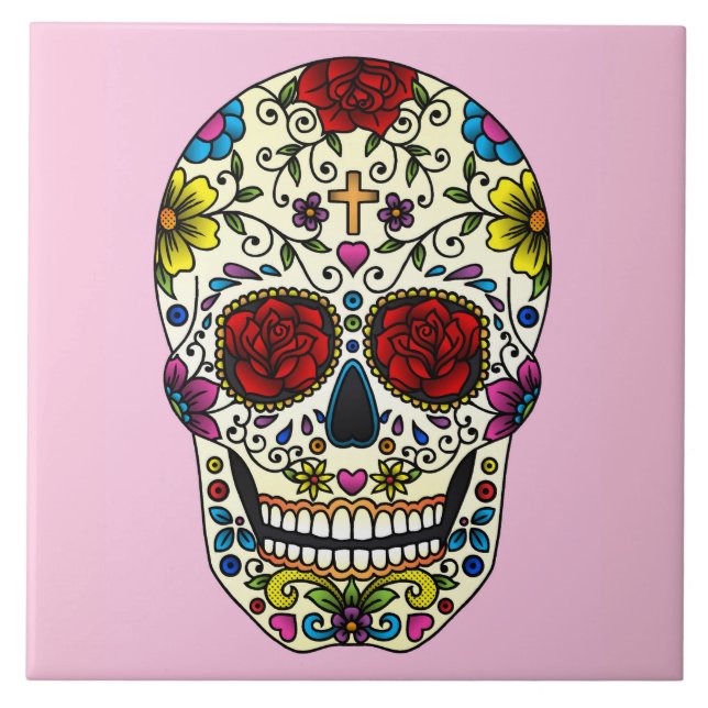 Färgad skulldesign kakelplatta (Framsidan)