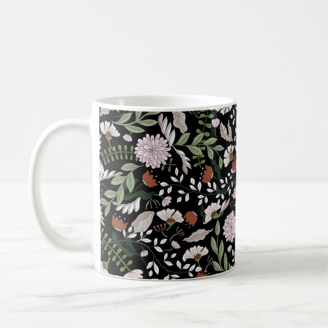 Färgad, sömlös mönster med blommor kaffemugg (Vänster)