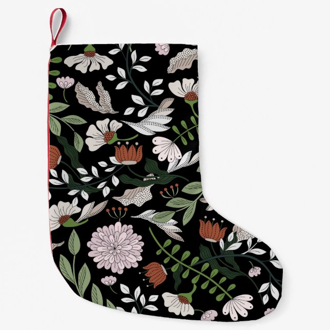 Färgad, sömlös mönster med blommor liten julstrumpa (Framsidan)