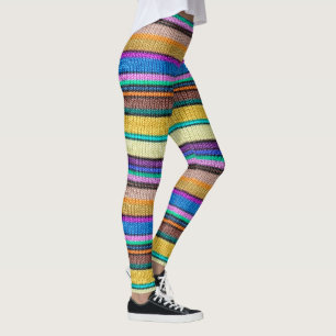 Färgad stickning Randigt sömlöst mönster 1 Leggings