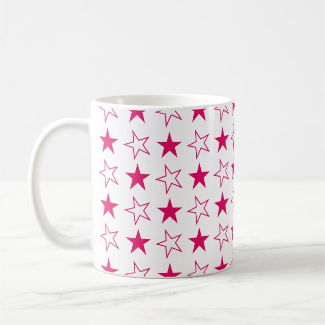 Färgad stjärnor sömlös mönster, rosa stjärnornas v kaffemugg (Vänster)