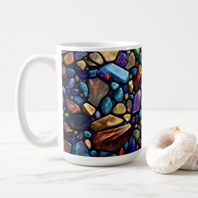 Färgad Stone Mosaic Mönster Kaffemugg (Med munk)