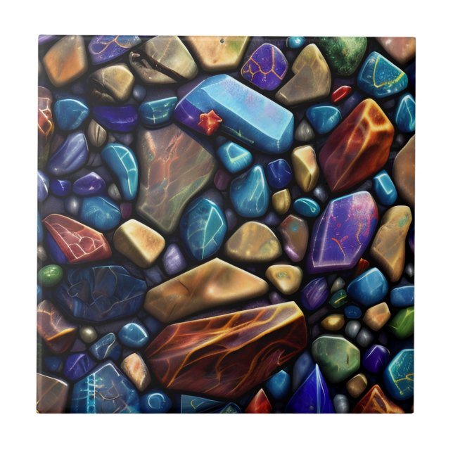 Färgad Stone Mosaic Mönster Kakelplatta (Framsidan)