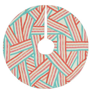 Färgad stripe-Abstrakt Mönster Julgransmatta Borstad Polyester