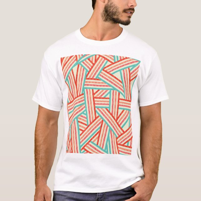Färgad stripe-Abstrakt Mönster T Shirt (Framsida)