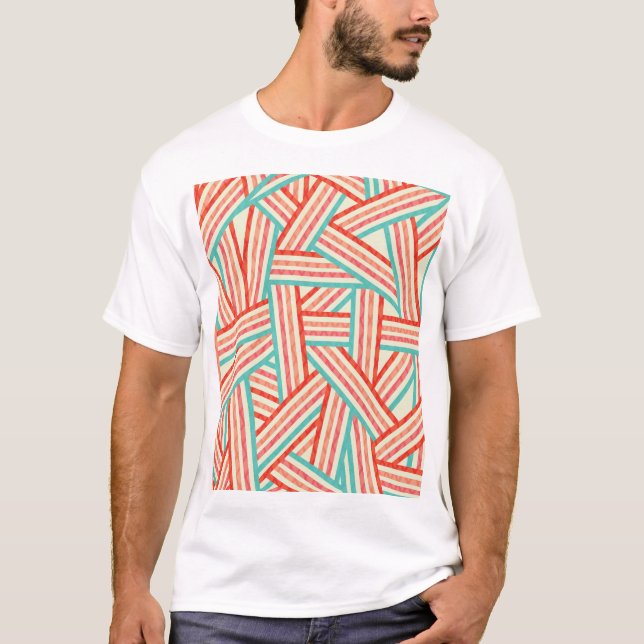 Färgad stripe-Abstrakt Mönster T Shirt (Framsida)