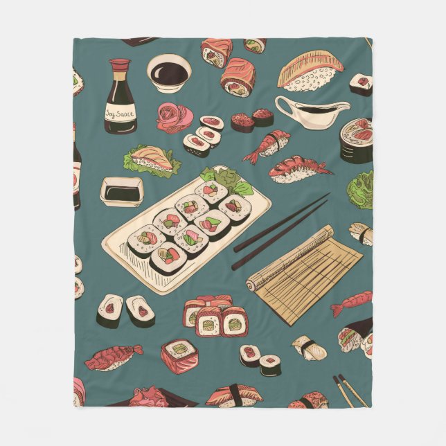 Färgad Sushi och sömlösa mönster,utmärkt Fleecefilt (Framsidan)