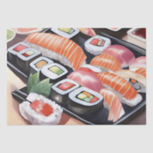 Färgad sushi på svart platter