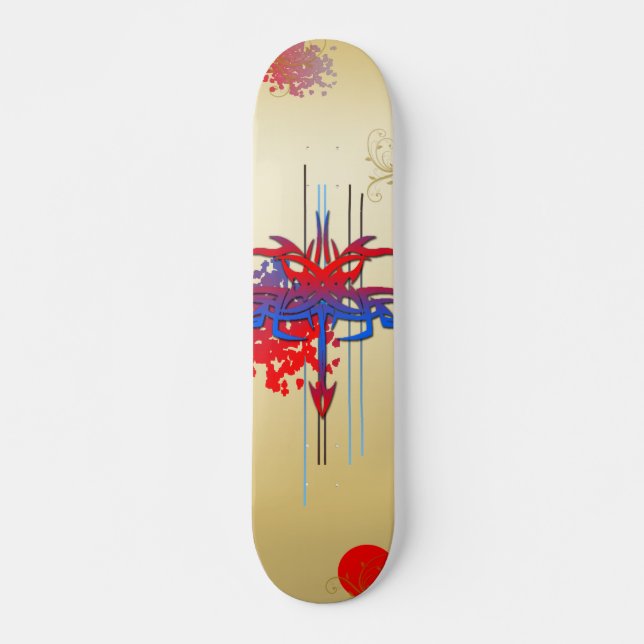 Färgad Tattoo Designad Skateboard (Framsida)