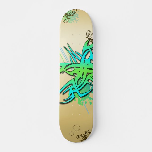 Färgad Tattoo Designad Skateboard (Framsida)