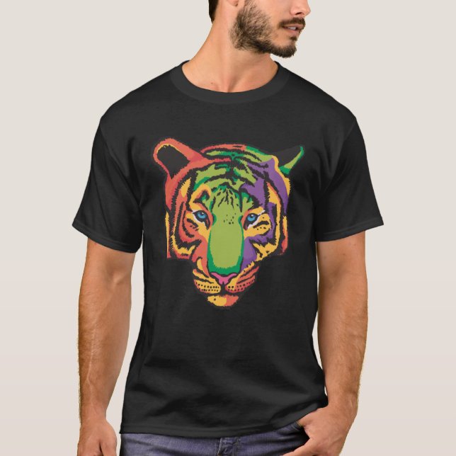Färgad tiger skrämmande kräk t shirt (Framsida)