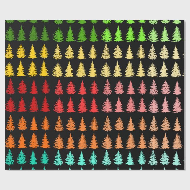 Färgad Träd Wrapping Papper Presentpapper (Platt)