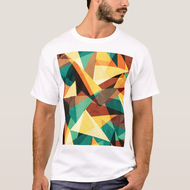Färgad Triangle Wood Effect Struktur T Shirt (Framsida)