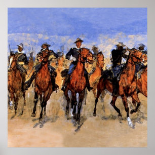 Färgad Troops to Rädding by Frederic Remington Poster